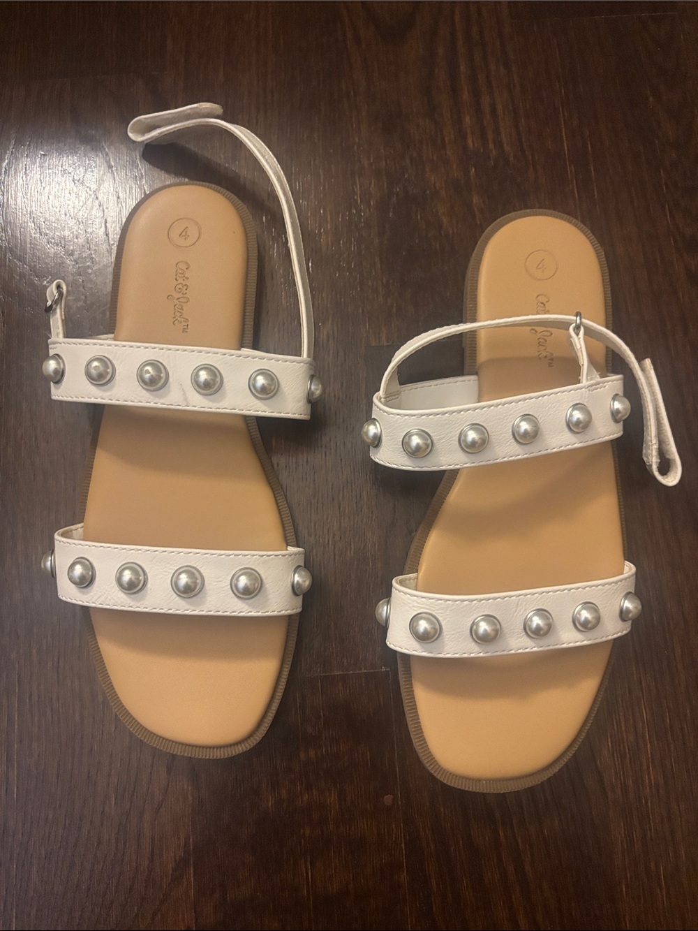 White Studded Strappy Sandals